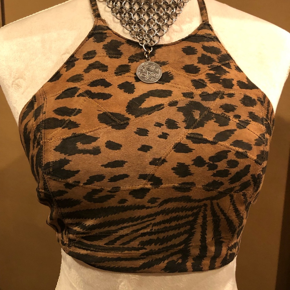 Easy Rider halter top, one size fit’s all, brown and black.
